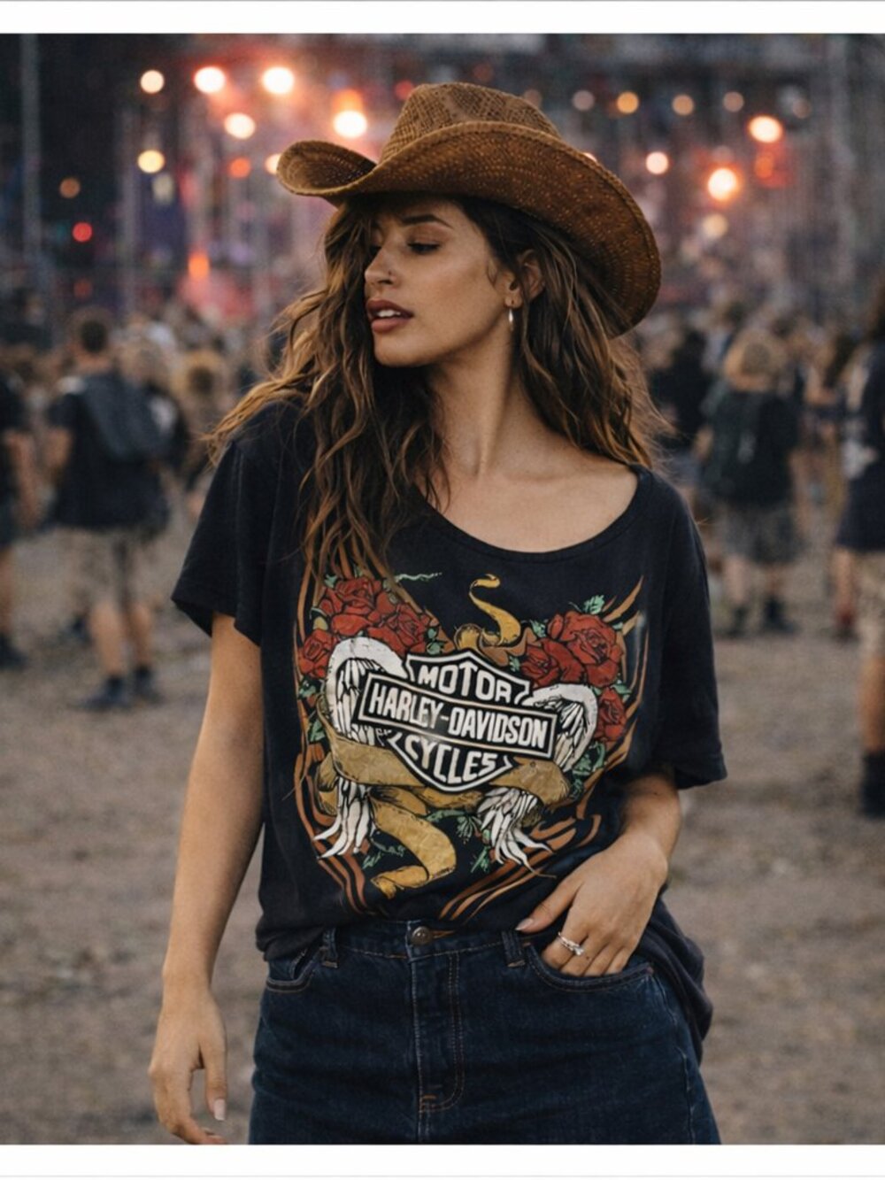 Harley-Davidson Deadwood Tee — Roses, Wings & Classic Logo (2XL)